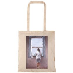 DALI figure at a window tote bags τσάντα
