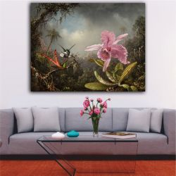 Heade Martin Johnson  Orchid with Two Hummingbirds Πίνακας σε καμβά