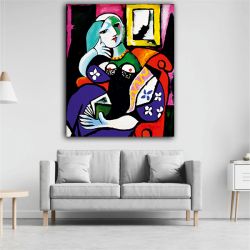 Picasso Woman with a book reart Πίνακας σε καμβά