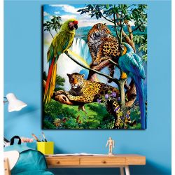 Jungle animals with exotic colors Ζωγραφιά Πίνακας σε καμβά canvas