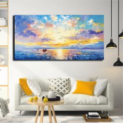 Ηλιοβασίλεμα στην θάλασσα πίνακας σε καμβά