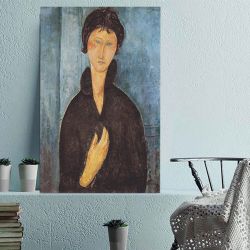 Amedeo Modigliani (Αμεντέο Μοντιλιάνι) Die Frau mit blauen Augen Πίνακας σε καμβά