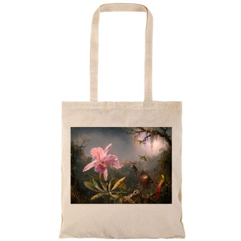 Heade Martin Johnson  Cattleya Orchid and Three Brazilian Hummingbirds tote bags τσαντα