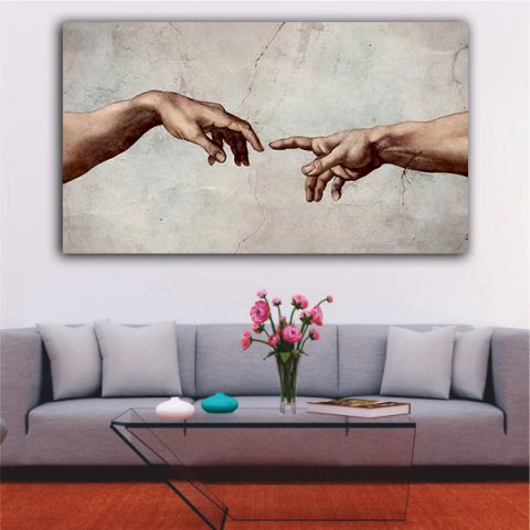 Michelangelo The Creation of Adam (Detail of Hands of God and Adam)