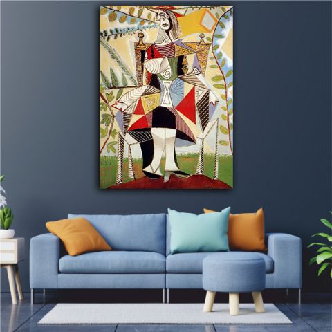 Picasso Femme Assise Dans Un Jardin πίνακας σε καμβά