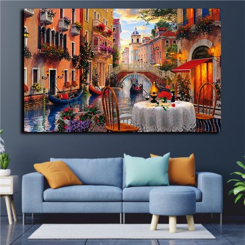 Βενετία κανάλια τοπίο πίνακας σε καμβά venezia canvas