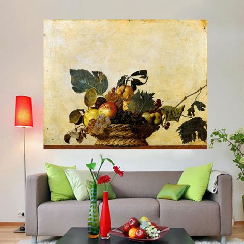 Caravaggio Michelangelo Canestra di frutta Πίνακας σε Καμβά