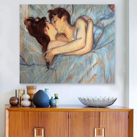 Lautrec Henri In bed The kiss de Toulouse Πίνακας σε Καμβά