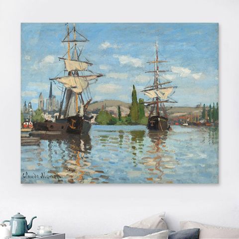 Claude Monet Ships Riding on the Seine at Rouen