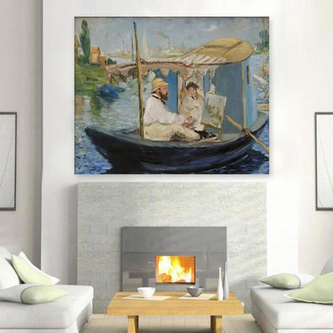 Edouard Manet on His Studio Boat Εντουάρ Μανέ Πίνακας σε καμβά