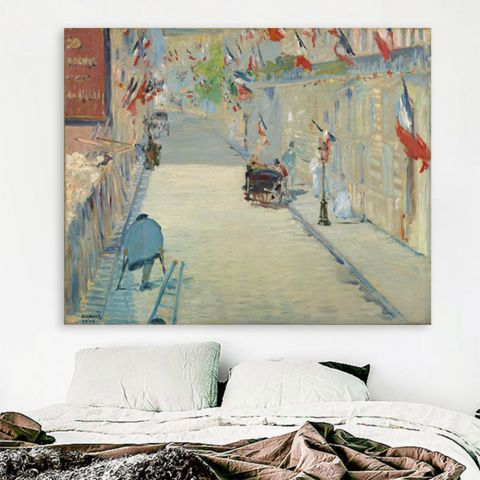 Edouard Manet The Rue Mosnier with Flags Εντουάρ Μανέ Πίνακας σε καμβά
