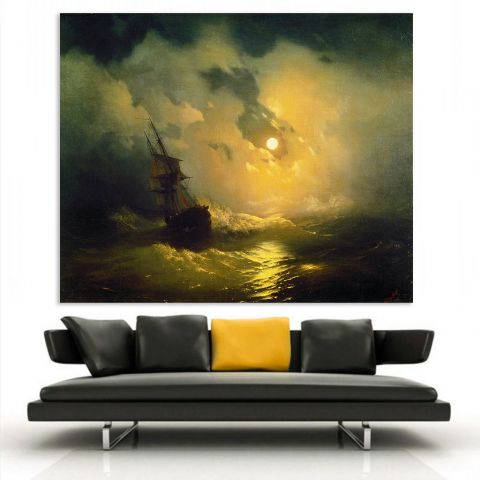 Ivan Aivazovsky Stormy sea at night Πίνακας σε καμβά