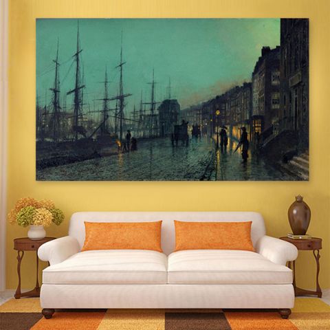 John Atkinson Shipping on the Clyde Πίνακας σε Καμβά